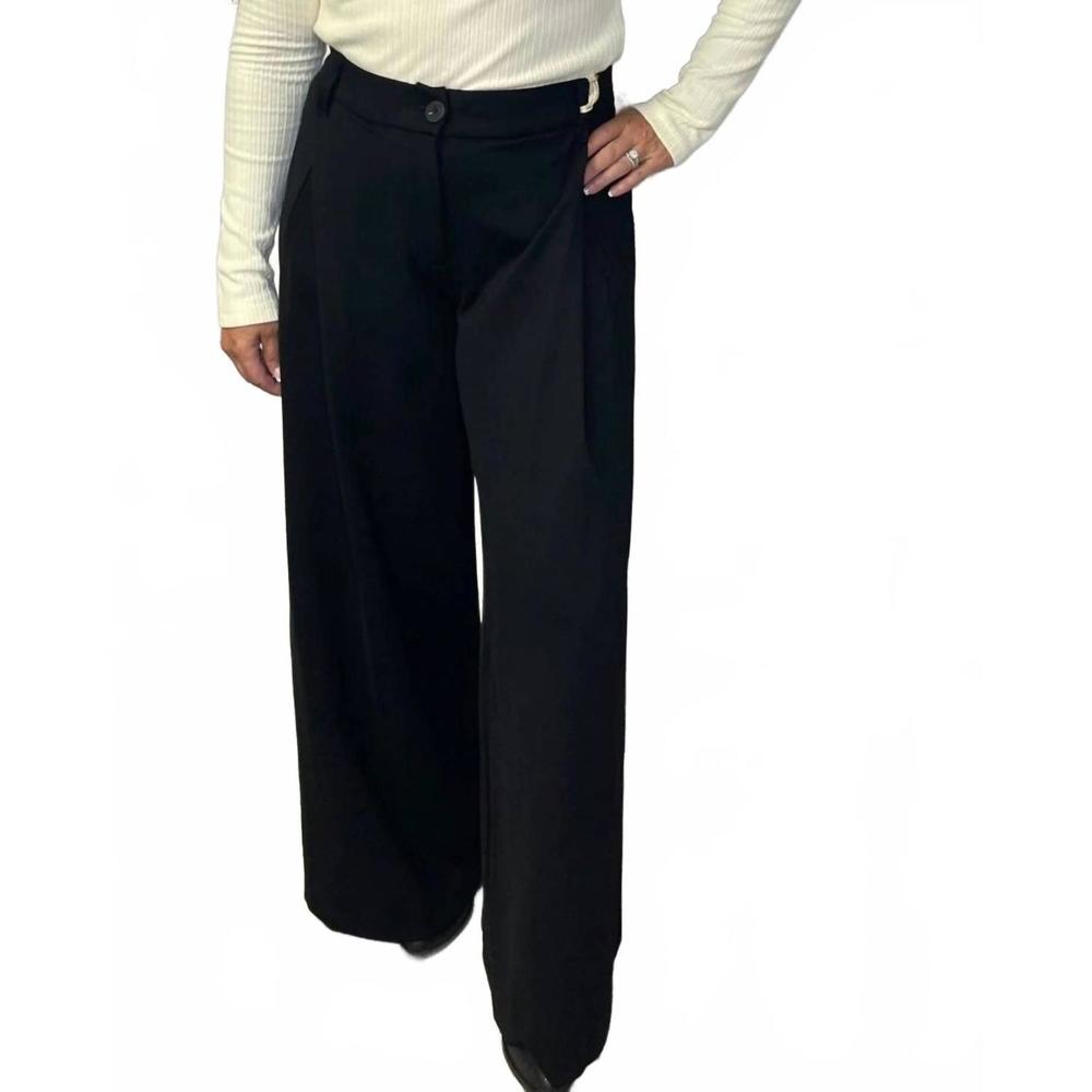 NEW DEMOCRACY ab solution pleated wide leg trouser in black